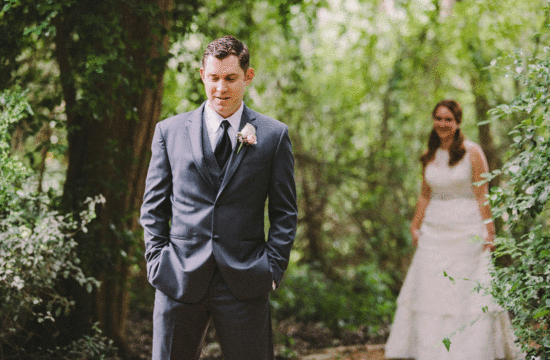 bride and groom first look