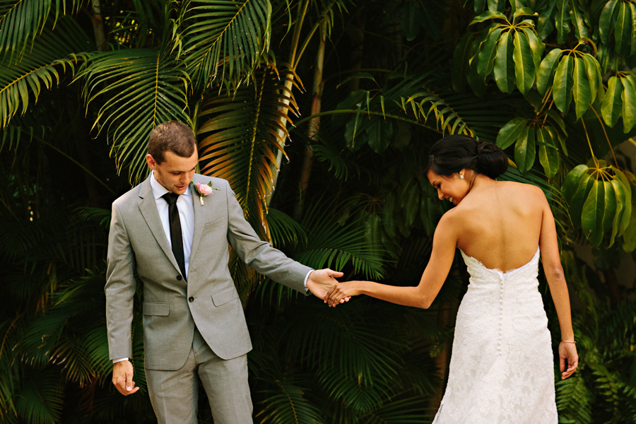 groom checking out the dress
