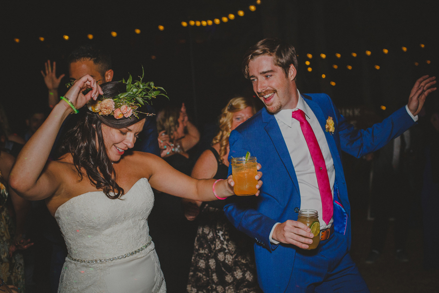 bride and groom dancing