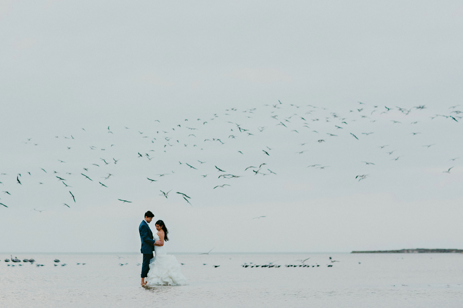 bride and groom beach portraits